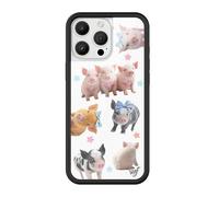 Wildflower Cases - Compatible with Apple iPhone 16 Pro Max | Protective Black Bumper, 4ft Drop Test Certified, Women Owned Small Business | Little Piggies - Pigs Pink Blue Stars Aesthetic Trendy Cute