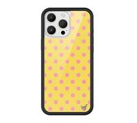 Wildflower Cases - Compatible with Apple iPhone 16 Pro Max | Protective Black Bumper, 4ft Drop Test Certified, Women Owned Small Business | Polka Dot | Pink & Yellow - Spots Aesthetic Trendy Cute