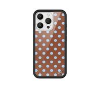 Wildflower Cases - Compatible with Apple iPhone 16 Pro | Protective Black Bumper, 4ft Drop Test Certified, Women Owned Small Business | Polka Dot | Brown & Blue - Spots Aesthetic Trendy Cute