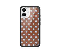 Wildflower Cases - Compatible with Apple iPhone 16 | Protective Black Bumper, 4ft Drop Test Certified, Women Owned Small Business | Polka Dot | Brown & Blue - Spots Aesthetic Trendy Cute
