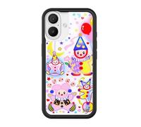 Wildflower Cases - Compatible with Apple iPhone 16 | Protective Black Bumper, 4ft Drop Test Certified, Women Owned Small Business | Clown Around - Circus Stars Moon Red Yellow Blue Trendy Cute