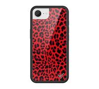 Wildflower Cases - Compatible with Apple iPhone 16e | Protective Black Bumper, 4ft Drop Test Certified, Small Business | Leopard Animal Print Cheetah Dainty Cute Trendy | Red Meow