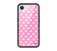 Wildflower Cases - Compatible with Apple iPhone 16e | Protective Black Bumper, 4ft Drop Test Certified, Small Business | Bright Spotted White Aesthetic Cute Trendy | Pink Polka Dot