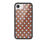 Wildflower Cases - Compatible with Apple iPhone 16e | Protective Black Bumper, 4ft Drop Test Certified, Women Owned Small Business | Spots Aesthetic Trendy Cute | Polka Dot | Brown & Blue
