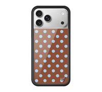 Wildflower Cases - Compatible with Apple iPhone 17 Pro Max | Protective Black Bumper, 4ft Drop Test Certified, Women Owned Small Business | Polka Dot | Brown and Blue - Spots Aesthetic Trendy Cute