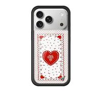 Wildflower Cases - Compatible with Apple iPhone 17 Pro | Protective Black Bumper, 4ft Drop Test Certified, Women Owned Small Business | Lovers Lane - Red White Hearts Love Aesthetic Trendy Cute