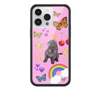Wildflower Cases - Compatible with iPhone 14 Pro Max | Protective Black Bumper, 4ft Drop Test Certified, Women Owned Small Business | Pink Hearts Stars Dog Butterfly Trendy Cute Martin | Puppy Love