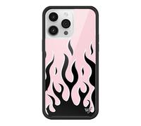 Wildflower Cases - Compatible with iPhone 14 Pro Max | Protective Black Bumper, 4ft Drop Test Certified, Women Owned Small Business | Trendy Aesthetic Fire y2k 2016 | Flames - Pink & Black