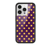 Wildflower Cases - Compatible with iPhone 14 Pro | Protective Black Bumper, 4ft Drop Test Certified, Women Owned Small Business | Trendy Classic Dotted Spots Cute | Polka Dot - Purple & Yellow