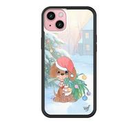 Wildflower Cases - Compatible with iPhone 15 Plus | Protective Black Bumper, 4ft Drop Test Certified, Women Owned Small Business | Christmas Season Gift Dog Santa | Precious Moment - Holiday Pup