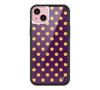 Wildflower Cases - Compatible with iPhone 15 Plus | Protective Black Bumper, 4ft Drop Test Certified, Women Owned Small Business | Trendy Classic Dotted Spots Cute | Polka Dot - Purple & Yellow