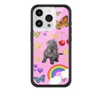 Wildflower Cases - Compatible with iPhone 15 Pro | Protective Black Bumper, 4ft Drop Test Certified, Women Owned Small Business | Pink Hearts Stars Dog Butterfly Trendy Cute Martin | Puppy Love