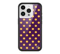 Wildflower Cases - Compatible with iPhone 15 Pro | Protective Black Bumper, 4ft Drop Test Certified, Women Owned Small Business | Trendy Classic Dotted Spots Cute | Polka Dot - Purple & Yellow