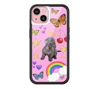 Wildflower Cases - Compatible with iPhone 15 | Protective Black Bumper, 4ft Drop Test Certified, Women Owned Small Business | Pink Hearts Stars Dog Butterfly Trendy Cute Martin | Puppy Love