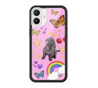 Wildflower Cases - Compatible with iPhone 16 Plus | Protective Black Bumper, 4ft Drop Test Certified, Women Owned Small Business | Pink Hearts Stars Dog Butterfly Trendy Cute Martin | Puppy Love
