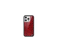 Wildflower Cases Compatible with iPhone 16 Pro Case, Protective Black Bumper, Certified 4ft Drop Certified, Women Owned Company, Red Meow Leopard Cheetah Print