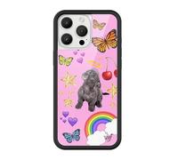 Wildflower Cases - Compatible with iPhone 16 Pro Max | Protective Black Bumper, 4ft Drop Test Certified, Women Owned Small Business | Pink Hearts Stars Dog Butterfly Trendy Cute Martin | Puppy Love