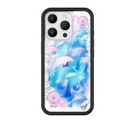 Wildflower Cases - Compatible with iPhone 16 Pro | Protective Black Bumper, 4ft Drop Test Certified, Women Owned Small Business | Dolphin Dreams - Pink Blue Ocean Shells Sea Aesthetic Trendy Cute