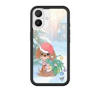 Wildflower Cases - Compatible with iPhone 16 | Protective Black Bumper, 4ft Drop Test Certified, Women Owned Small Business | Christmas Season Gift Dog Santa | Precious Moment - Holiday Pup