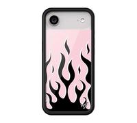 Wildflower Cases - Compatible with iPhone 17 Air | Protective Black Bumper, 4ft Drop Test Certified, Women Owned Small Business | Trendy Aesthetic Fire y2k 2016 | Flames - Pink & Black