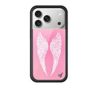Wildflower Cases - Compatible with iPhone 17 Pro | Protective Black Bumper, 4ft Drop Test Certified, Women Owned Small Business | Angel Baby - Pink Peach White Wings Dainty Aesthetic Trendy Cute