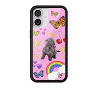 Wildflower Cases - Compatible with iPhone 17 | Protective Black Bumper, 4ft Drop Test Certified, Women Owned Small Business | Pink Hearts Stars Dog Butterfly Trendy Cute Martin | Puppy Love