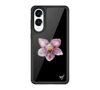 Wildflower Cases - Compatible with Samsung Galaxy S25 Edge | Protective Black Bumper, 4ft Drop Test Certified, Women Owned Small Business | Orchid - Black Purple Art Flower Trendy Cute Floral