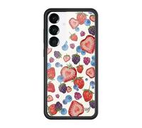 Wildflower Cases - Compatible with Samsung Galaxy S25 Plus | Protective Black Bumper, 4ft Drop Test Certified, Women Owned Small Business | Fruit Tart - Strawberry Blueberry Berries Trendy Cute