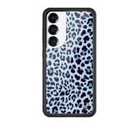 Wildflower Cases - Compatible with Samsung Galaxy S25 | Protective Black Bumper, 6.5ft Drop Test Certified, Women Owned Small Business | Cheetah Leopard Animal Print Trendy Cute Girl Gift | Blue Meow