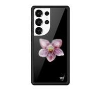 Wildflower Cases - Compatible with Samsung Galaxy S25 Ultra | Protective Black Bumper, 4ft Drop Test Certified, Women Owned Small Business | Orchid - Black Purple Art Flower Trendy Cute Floral