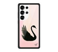 Wildflower Cases - Compatible with Samsung Galaxy S25 Ultra | Protective Black Bumper, 4ft Drop Test Certified, Women Owned Small Business | Black Swan - Pink Ballet Bird Pointe Trendy Cute