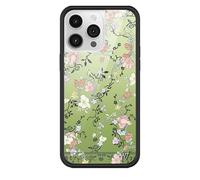Wildflower Cases - Gallery Girlie Green Case, Compatible with Apple iPhone 14 Pro Max | Green, Pink, Vines, Floral, Cute - Protective Black Bumper, 4ft Drop Test Certified, Women Owned Small Business