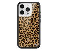 Wildflower Cases - Meow, Compatible with Apple iPhone 15 Pro | Leopard Animal Brown Black Spots Cute Trendy - Protective Black Bumper, 4ft Drop Test Certified, Women Owned Small Business