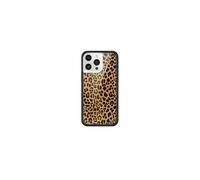 Wildflower Cases - Meow, Compatible with Apple iPhone 15 Pro Max | Leopard Animal Brown Black Spots Cute Trendy - Protective Black Bumper, 4ft Drop Test Certified, Women Owned Small Business