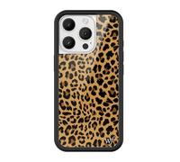 Wildflower Cases - Meow, Compatible with Apple iPhone 16 Pro | Leopard Animal Brown Black Spots Cute Trendy - Protective Black Bumper, 4ft Drop Test Certified, Women Owned Small Business