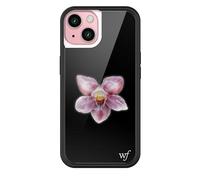 Wildflower Cases - Orchid, Compatible with Apple iPhone 15 | Floral, Black, Purple, Minimalist, Cute, Trendy - Protective Black Bumper, 4ft Drop Test Certified, Women Owned Small Business