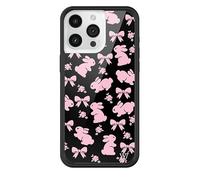 Wildflower Cases - Pink Bunnies, Compatible with Apple iPhone 15 Pro Max | Rabbit, Pattern, Bows, Flowers, Trendy, Cute - Protective Black Bumper, 4ft Drop Test Certified, Women Owned Small Business