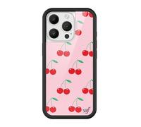 Wildflower Cases - Pink Cherries, Compatible with Apple iPhone 16 Pro | Red Fruit Cherry Popular Aesthetic Cute Trendy - Protective Black Bumper, 4ft Drop Test Certified, Women Owned Small Business