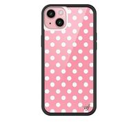 Wildflower Cases - Pink Polka Dot, Compatible with Apple iPhone 15 Plus | Bright Spotted White Aesthetic Cute Trendy - Protective Black Bumper, 4ft Drop Test Certified, Women Owned Small Business