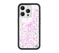 Wildflower Cases - Ribbons & Rosettes, Compatible with Apple iPhone 16 Pro | Pink Bow Sparkle Popular Aesthetic Cute Trendy - Protective Black Bumper, 4ft Drop Certified, Women Owned Small Business