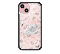 Wildflower Cases - Sweet Swan Case, Compatible with Apple iPhone 15 | Pink, White, Swan, Trendy, Coquette, Floral - Protective Black Bumper, 4ft Drop Test Certified, Women Owned Small Business