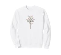 Wildflower Cross Art Pastel Bloom Divine Nature Design Sweatshirt