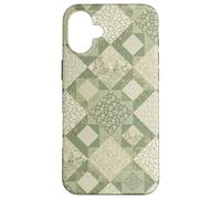 Wildflower Cute Floral On Sage Green Patchwork Quilting Case for iPhone 16 Plus