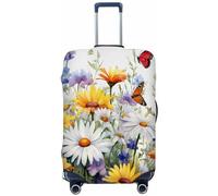 Wildflower Daisy Sunflower Butterfly Elastic Luggage Covers, Protective Suitcase Cover Dustproof Scratch Resistant Stretch Luggage Protector for Business Trip Travel, XL for 29-32 In Suitcases