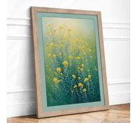 Wildflower Dream Botanical Framed Wall Art Print A2 (59.4×42cm) Oak, Wall Decor for Living Room, Bedroom, Office & Home, Ready to Hang, Art Gift