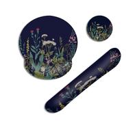 Wildflower Ergonomic Keyboard and Mouse Wrist Rest Set,Garden Flower Plants Herb 3-in-1 Memory Foam Non-Slip Base for Comfortable Typing, Working, Gaming and Home Office Computer