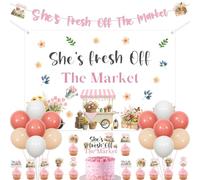 Wildflower Farmers Market Bridal Shower Decorations She’s Fresh Off The Market Backdrop Banner Cake Toppers Farmer Market Flowers Floral Locally Grown Bachelorette Bride To Be Party Supplies