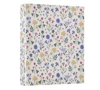 Wildflower Floral Grass 3 Ring Binder 1.5 Inch Round Ring Binder View Binder Holds 200 Documents for Home School Office Use
