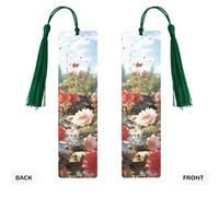 Wildflower Floral Wooden Bookmark 5pcs for Book Lovers,DIY Wood Craft Bookmarks with Colorful Tassels Wooden Gift Tags Labels Ornaments Unusual Gift for Men Women