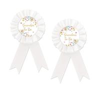 Wildflower Grandma to Be Badge Pin, Florals Grandpa to Be Button Pin, White Rosette Baby in Bloom Baby Shower Button for Grandparents, Little Wildflower is on The Way Themed Party Supplies